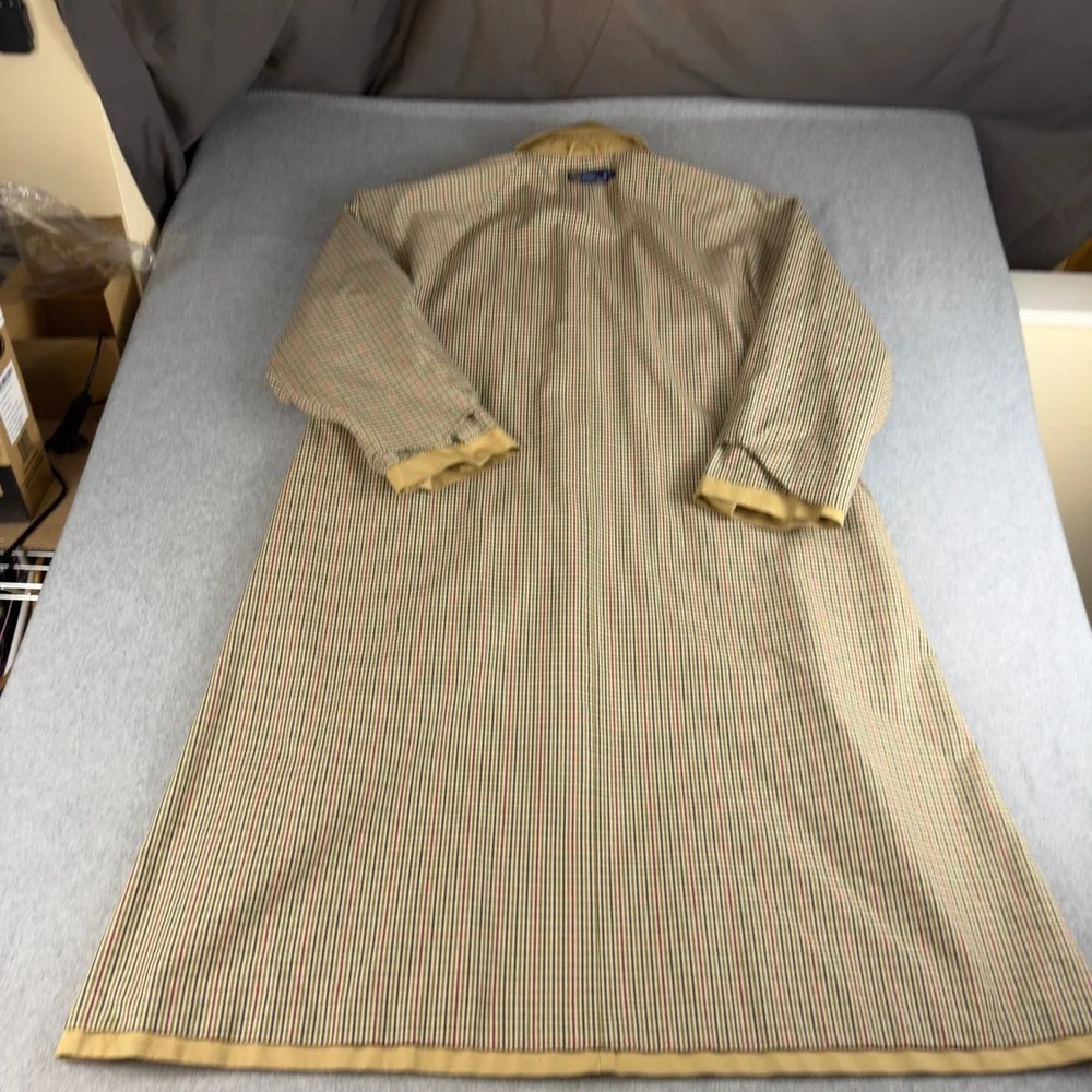 Vintage Polo Ralph Lauren Reversible Trench Coat Khaki Plaid Mens Large Belted